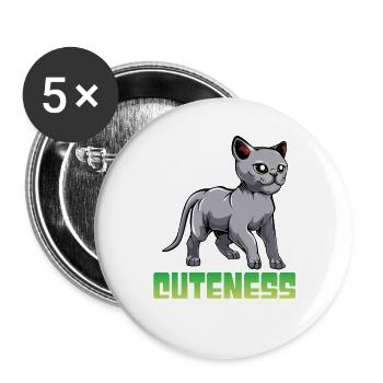 Katzen Überdosis Niedlichkeit - Buttons groß 56 mm (5er Pack) - Weiß - Vorne
