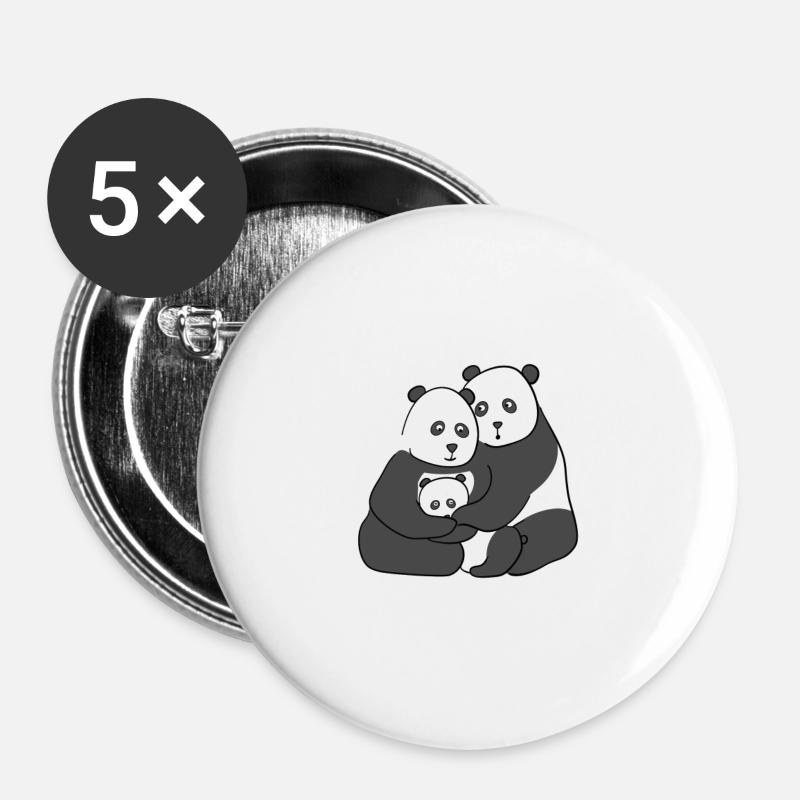 Cuddling panda family - Buttons large 2.2''/56 mm (5-pack) - white