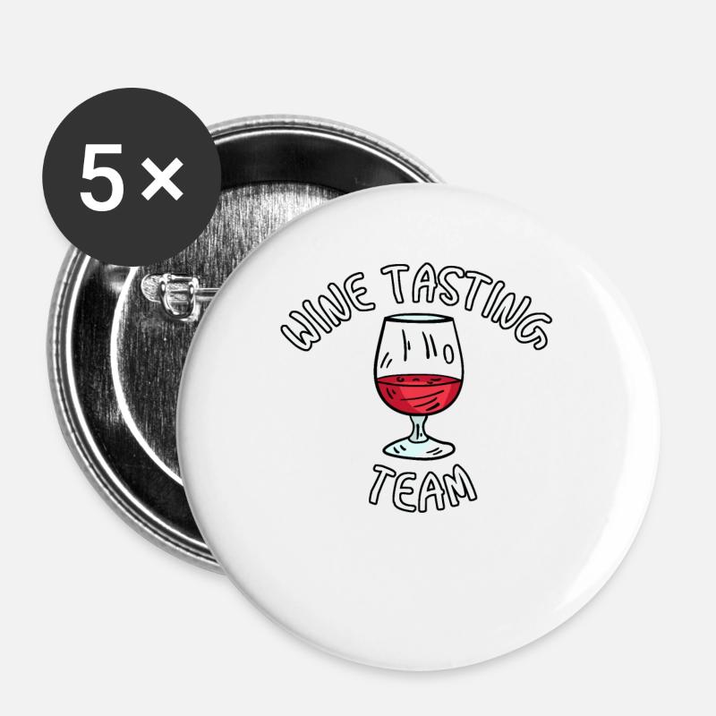 Wine Tasting Team Wein - Buttons groß 56 mm (5er Pack) - Weiß