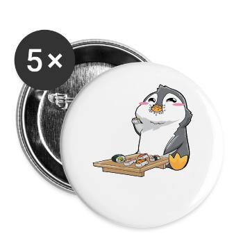 Pingouin Kawaii - Lot de 5 grands badges (56 mm) - blanc - Devant