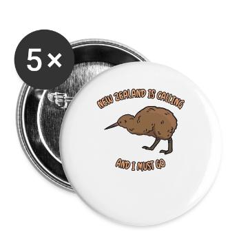 New Zealand Is Calling New Zealand Kiwi Bird - Buttons large 2.2''/56 mm (5-pack) - white - Front
