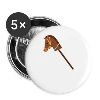 cheval - Lot de 5 grands badges (56 mm) - blanc - Devant