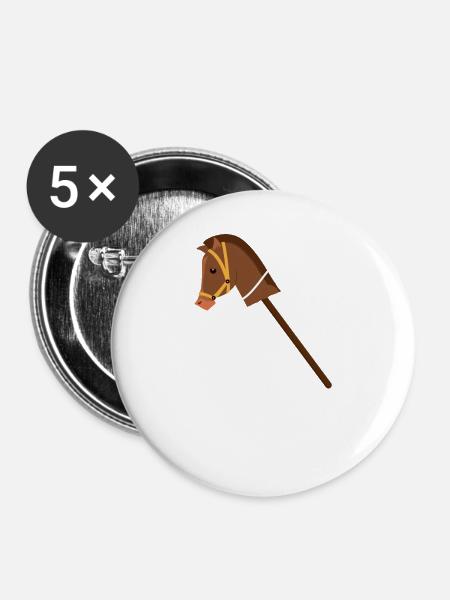 Pferd - Buttons groß 56 mm (5er Pack) - Weiß