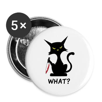 Chat chat noir chats cadeau chat domestique - Lot de 5 grands badges (56 mm) - blanc - Devant