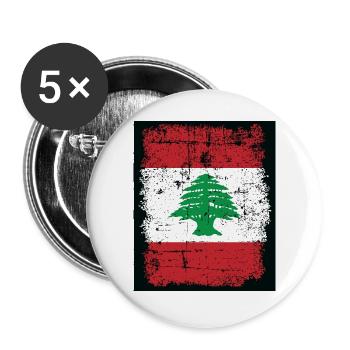 Flagge Libanon Lebanon Flag Leban Zeder Beirut - Buttons groß 56 mm (5er Pack) - Weiß - Vorne