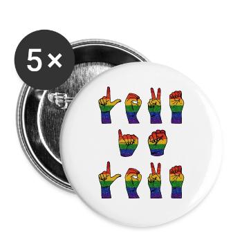 Love Is Love Sign Language T-shirt - Buttons large 2.2''/56 mm (5-pack) - white - Front
