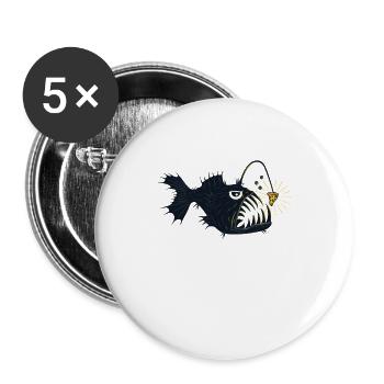 Anglefish Lampfish Pizza Humor Funny cartoon - Buttons large 2.2''/56 mm (5-pack) - white - Front