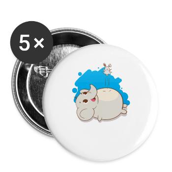Springende Maus auf Elefant - Buttons groß 56 mm (5er Pack) - Weiß - Vorne