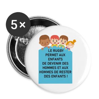 le rugby - Lot de 5 grands badges (56 mm) - blanc - Devant