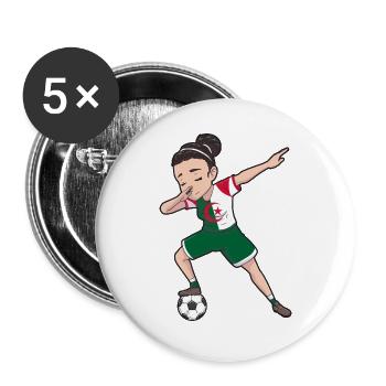 Algeria Women's Soccer Footballer Girl Soccer - Buttons large 2.2''/56 mm (5-pack) - white - Front