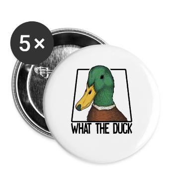 What the Duck Funny Duck WTF Pun Ducks Joke - Buttons large 2.2''/56 mm (5-pack) - white - Front