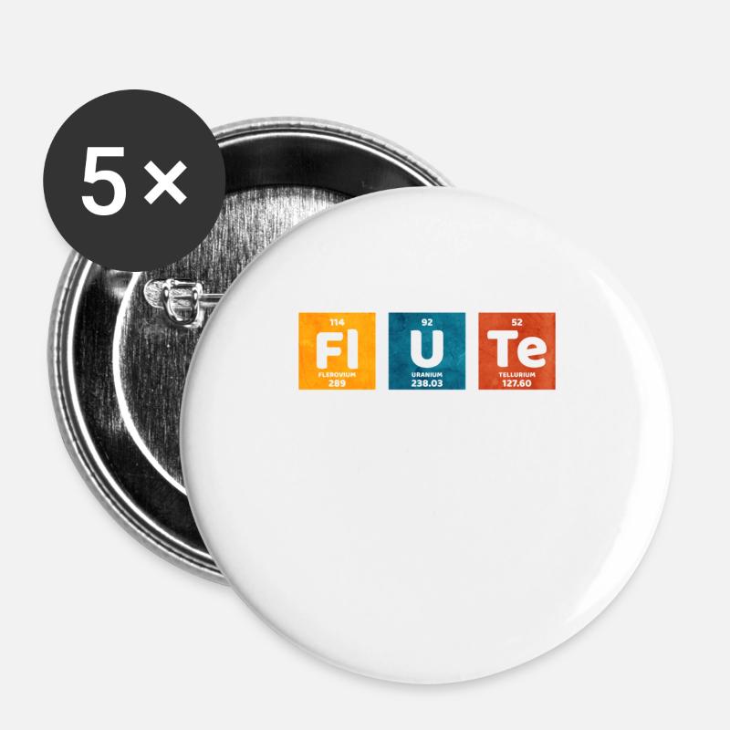 Flöte - Buttons groß 56 mm (5er Pack) - Weiß