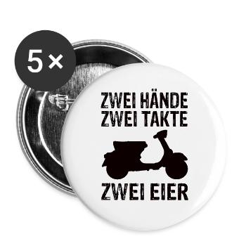Mofa - Buttons groß 56 mm (5er Pack) - Weiß - Vorne