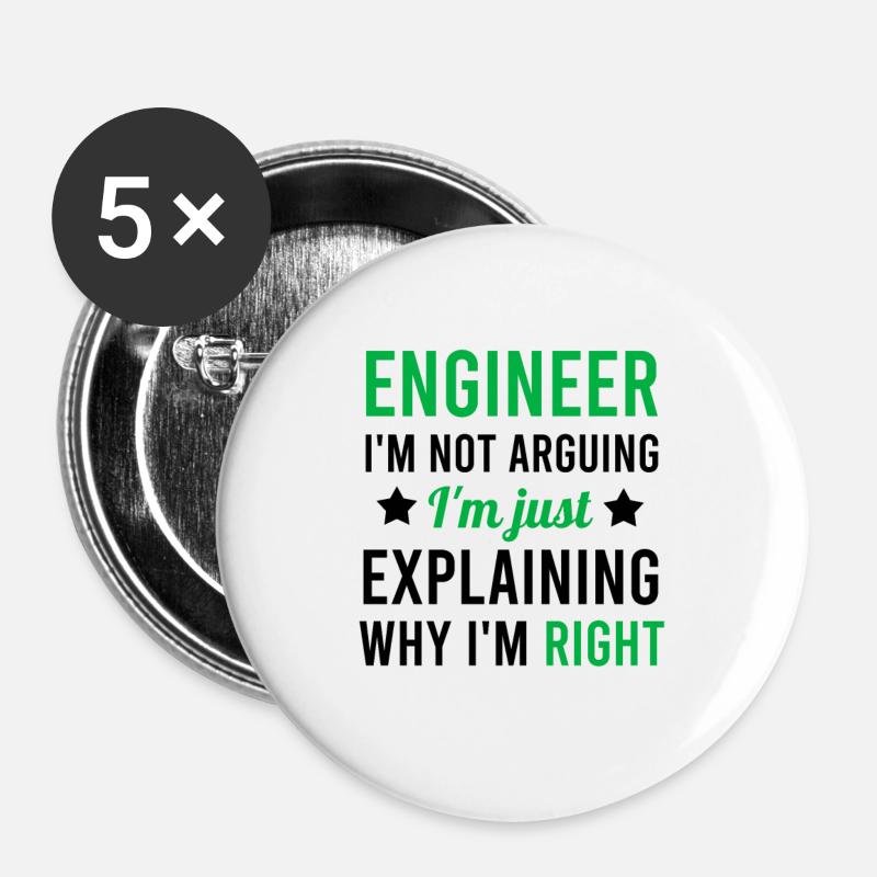 Engineer I am not arguing I am just explaining... - Buttons large 2.2''/56 mm (5-pack) - white