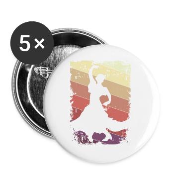 Flamenco Tanzen - Buttons groß 56 mm (5er Pack) - Weiß - Vorne