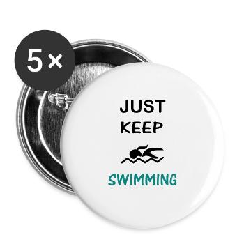 Schwimmen Schwimmen Schwimmer Geschenk - Buttons groß 56 mm (5er Pack) - Weiß - Vorne