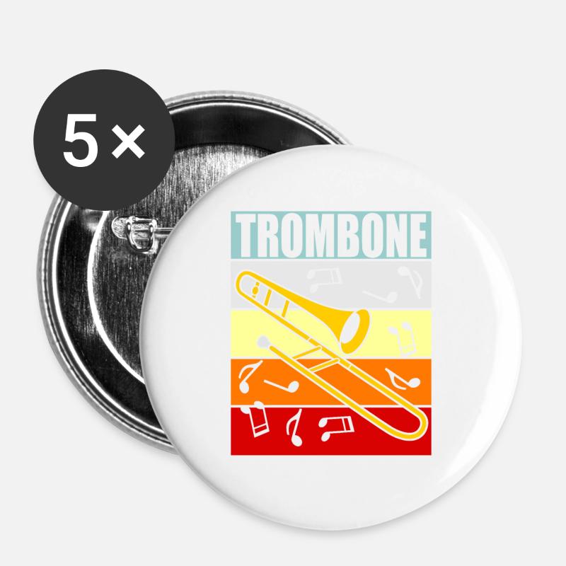 Trombone trombone - Buttons large 2.2''/56 mm (5-pack) - white