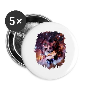 Löwe - Buttons groß 56 mm (5er Pack) - Weiß - Vorne