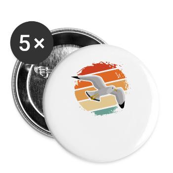 mouette - Lot de 5 grands badges (56 mm) - blanc - Devant