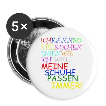 KUCHEN - Buttons groß 56 mm (5er Pack) - Weiß - Vorne
