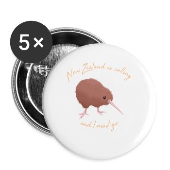 La Nouvelle-Zélande appelle un oiseau kiwi de Nouvelle-Zélande - Lot de 5 grands badges (56 mm) - blanc - Devant