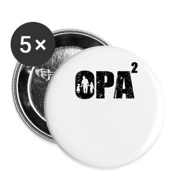 Opa hoch 2 zweifacher Opa werdender Opa zwei Enkel - Buttons groß 56 mm (5er Pack) - Weiß - Vorne