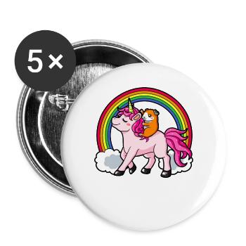 Unicorn and guinea pig rainbow - Buttons large 2.2''/56 mm (5-pack) - white - Front