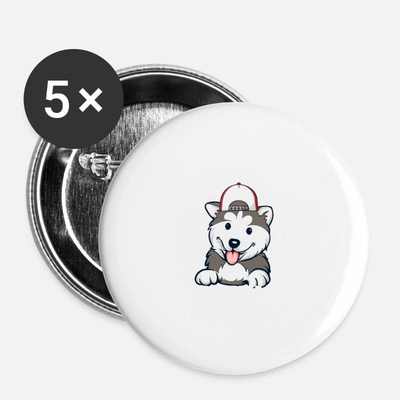Husky - Buttons groß 56 mm (5er Pack) - Weiß