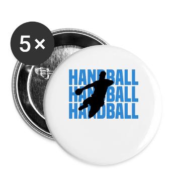 Handball Silhouette Neon Blau - Buttons groß 56 mm (5er Pack) - Weiß - Vorne