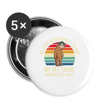 Chemise de course drôle - Cadeaux de coureur drôle - Paresseux L - Lot de 5 grands badges (56 mm) - blanc - Devant