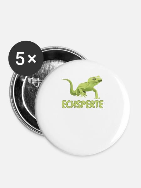 Echsperte Echse Experte Gecko Reptil - Buttons groß 56 mm (5er Pack) - Weiß