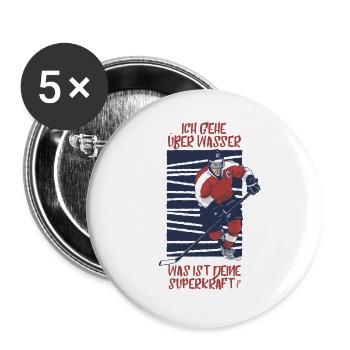 I go ice hockey over water - Buttons large 2.2''/56 mm (5-pack) - white - Front