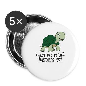 J’aime les tortues Tout simplement Ok - Lot de 5 grands badges (56 mm) - blanc - Devant