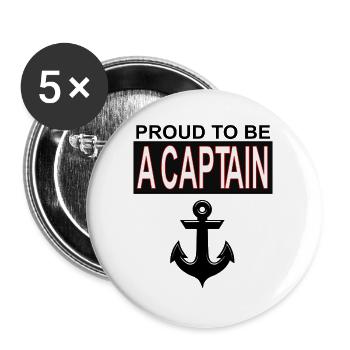 Capitaine yacht ancre bateau navire cadeau maritime - Lot de 5 grands badges (56 mm) - blanc - Devant