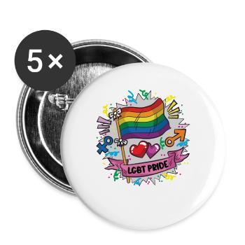 LGBT PRIDE rainbow flag proud colorful colorful - Buttons large 2.2''/56 mm (5-pack) - white - Front