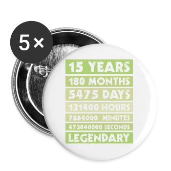 15 years legendary - Jubiläum - Firma - Jahrestag - Buttons groß 56 mm (5er Pack) - Weiß - Vorne