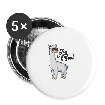 Lama Just Be Cool Alpaca avec lunettes de soleil - Lot de 5 grands badges (56 mm) - blanc - Devant