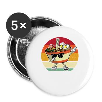 Lustiges Tupfen Ramen Nudel Shirt - Ramen Nudeln - Buttons groß 56 mm (5er Pack) - Weiß - Vorne