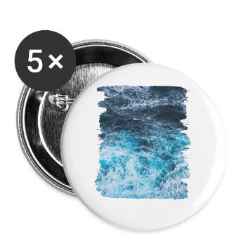 Vagues mer vacances d'été - Lot de 5 grands badges (56 mm) - blanc - Devant