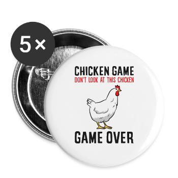 Funny Chicken Game Don't Look At This Chicken - Buttons large 2.2''/56 mm (5-pack) - white - Front