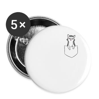 Wolf in der Tasche Süße Wölfe Wolf - Buttons groß 56 mm (5er Pack) - Weiß - Vorne