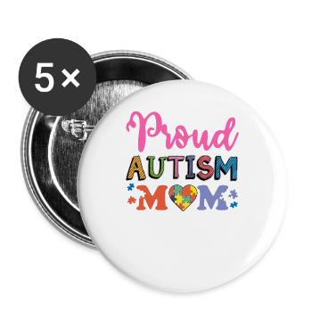 Autism Mum Mama Autism Puzzle Gift - Buttons large 2.2''/56 mm (5-pack) - white - Front