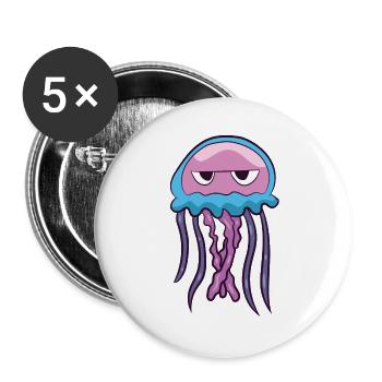 Lustige Quallen Ocean Love Aquarium Quallen - Buttons groß 56 mm (5er Pack) - Weiß - Vorne
