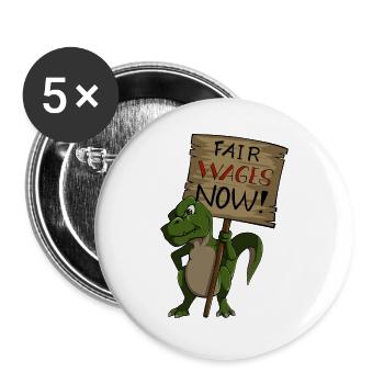 Syndicat des Dino de grève des salaires équitables - Lot de 5 grands badges (56 mm) - blanc - Devant