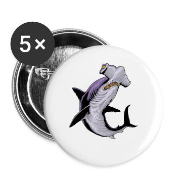 Requin poisson prédateur animal marin requin motif requin marteau - Lot de 5 grands badges (56 mm) - blanc - Devant