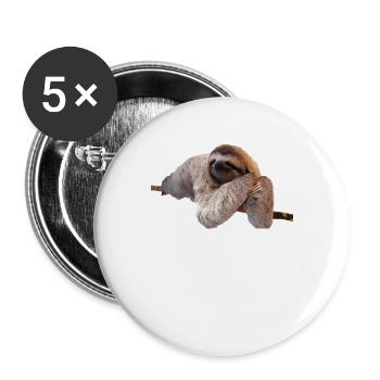 Faultier Sloth Geschenk Idee - Buttons groß 56 mm (5er Pack) - Weiß - Vorne