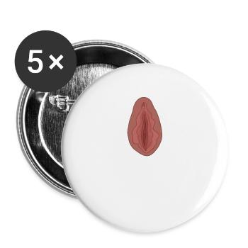 Vagina Pussy Muschi Geschlechtsteil Geburtstag - Buttons groß 56 mm (5er Pack) - Weiß - Vorne