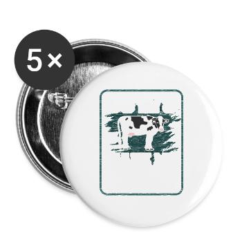 Kuh Liebhaber Kuh Bauer Geschenkidee - Buttons groß 56 mm (5er Pack) - Weiß - Vorne