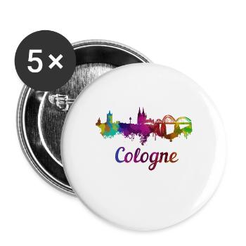 Köln Skyline bunt - Buttons groß 56 mm (5er Pack) - Weiß - Vorne