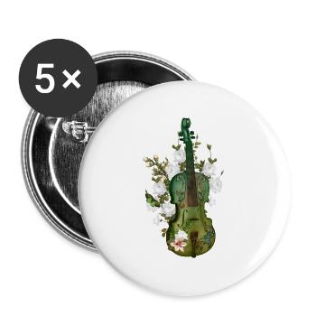 Wunderbare Geige - Buttons groß 56 mm (5er Pack) - Weiß - Vorne